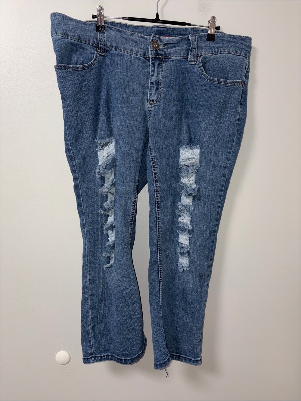Bongo Distressed Cropped Denim Jeans Women’s 18W Stretch
